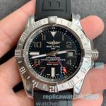GF Breitling Avenger II GMT Seawolf Replica Watch Black Dial Rubber Strap